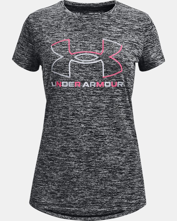 Under Armour Girls Big Logo Short Sleeve T Shirt Dark Grey